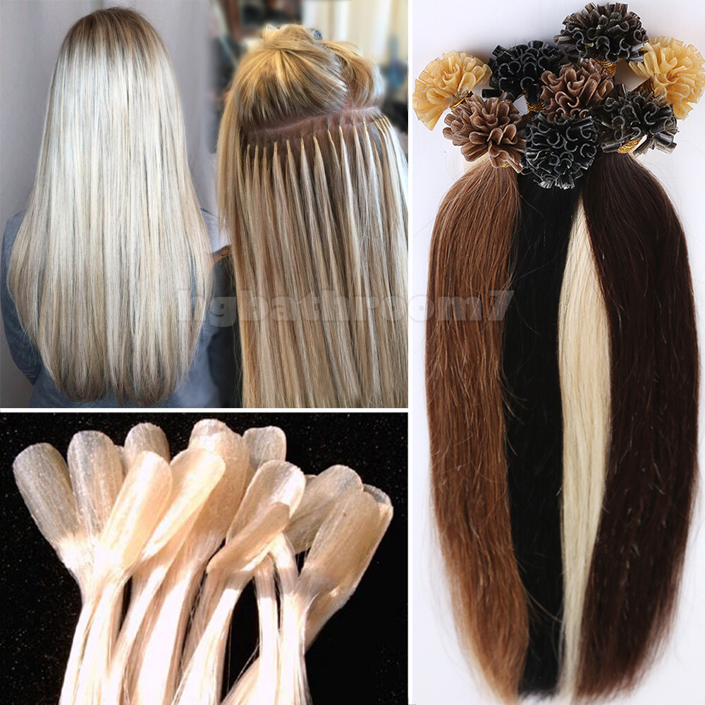 Fusion Nail U Tip Keratin Remy Human Hair Extensions Pre Bonded 1Gr US Balayage