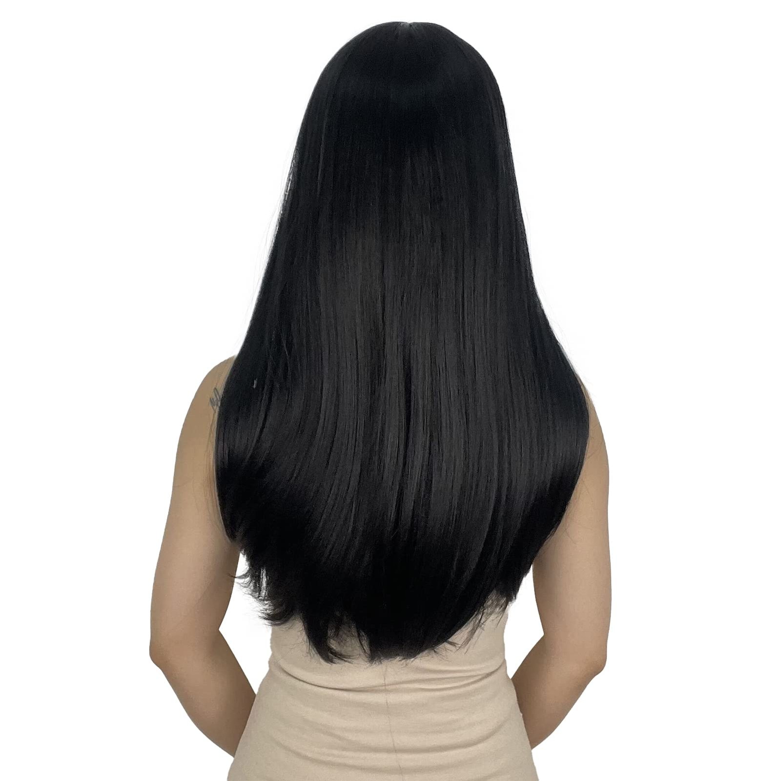 Black Wig for Women Long Straight Black Wigs with Bangs Black Hair Wigs Heat …