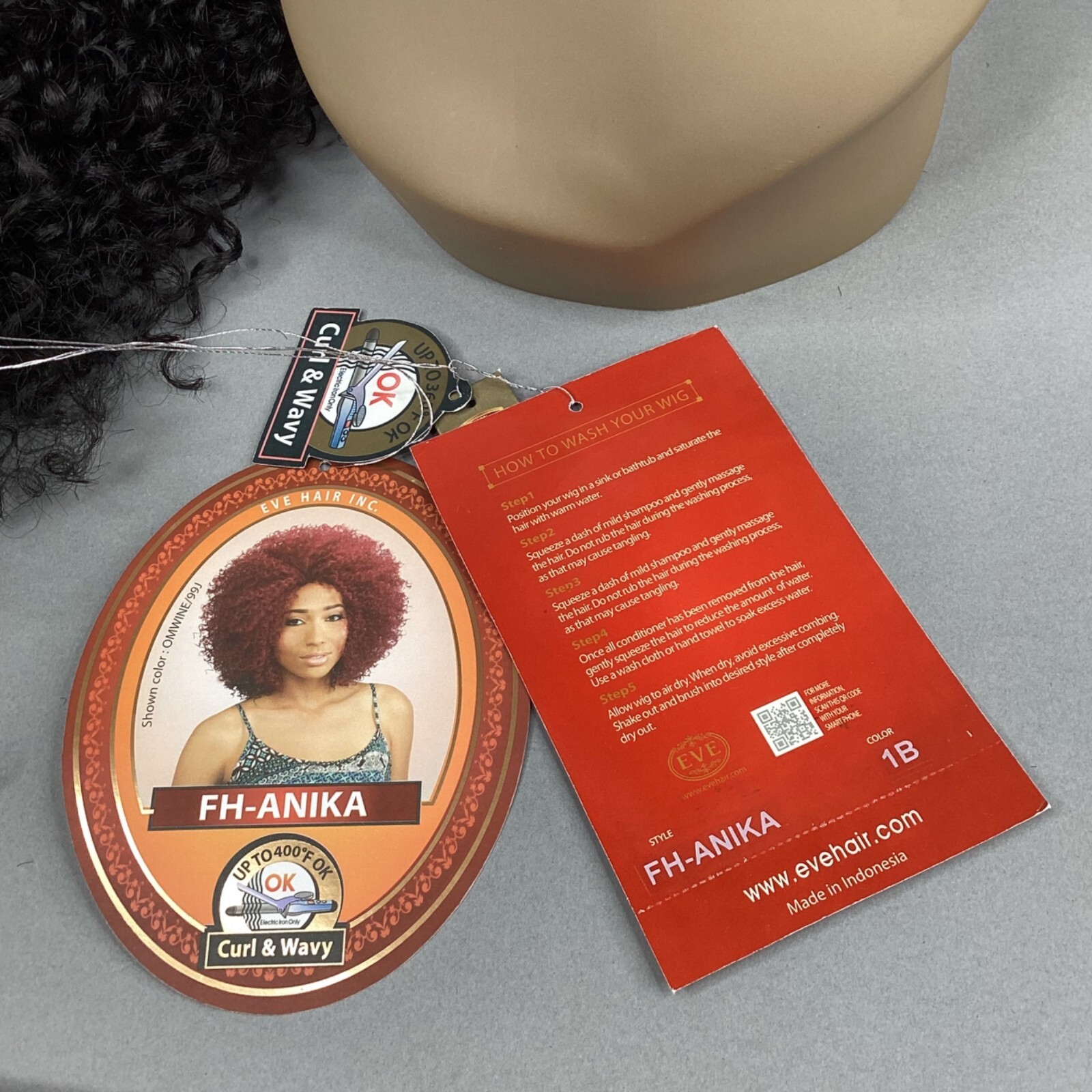 Anika 1B Off Black Big Fluffy curly Afro Wig Classic Cap Synthetic Adjustable