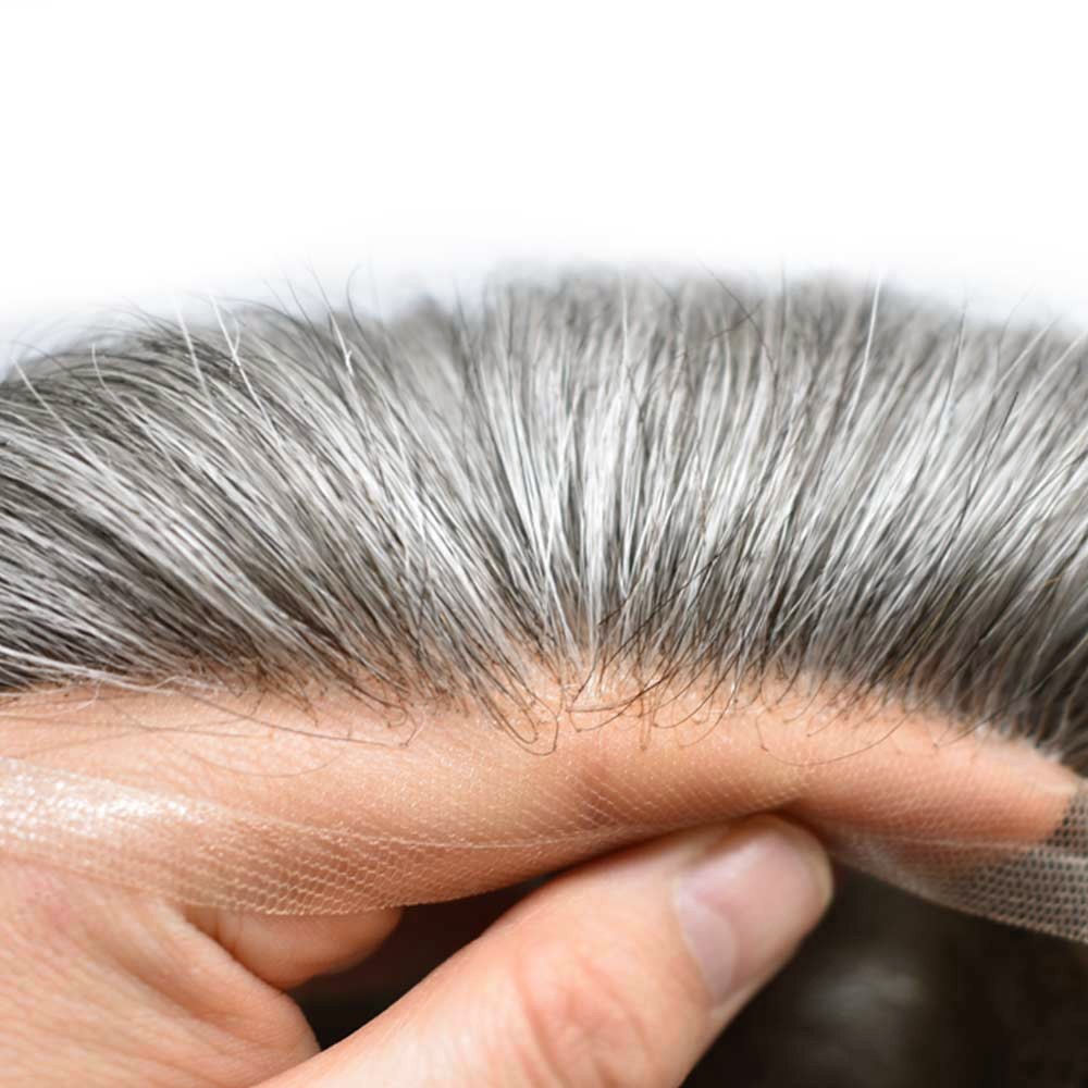 Mens Toupee French Lace Front Hair Piece Replacement System 8X10 Wig for Men US