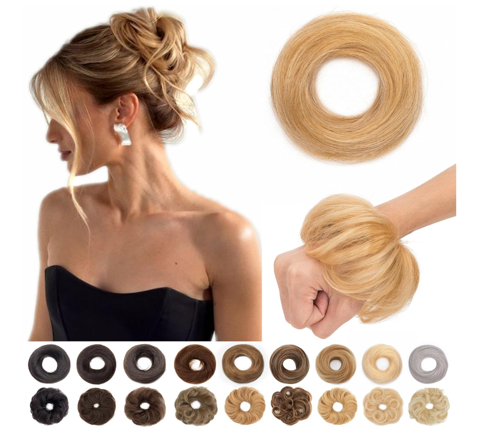 Messy Bun Hairpiece Real Human Hair (18P613-Mixed Blonde)