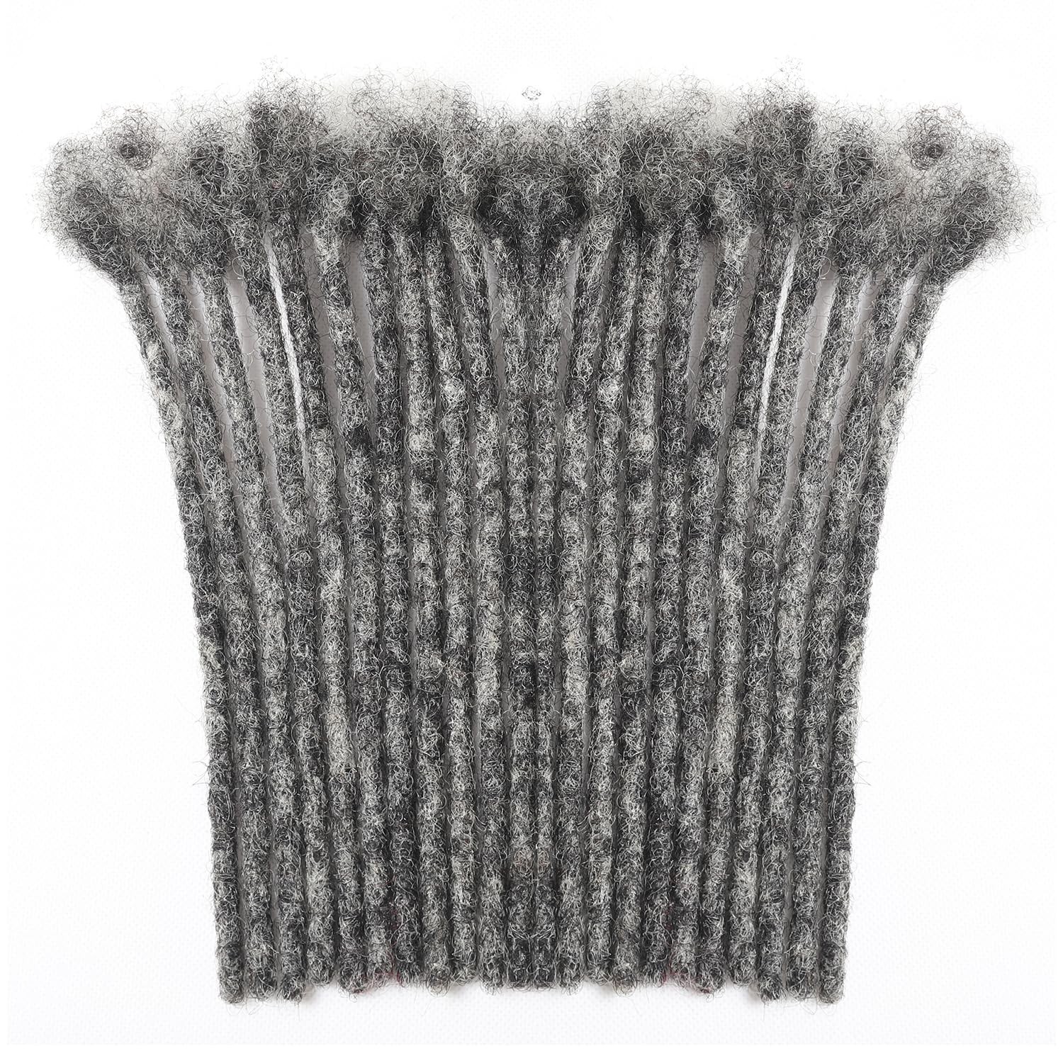 Vlliyava Loceast Salt And Pepper Grey Black Loc Extensions 100 Human Hair 0.6Cm