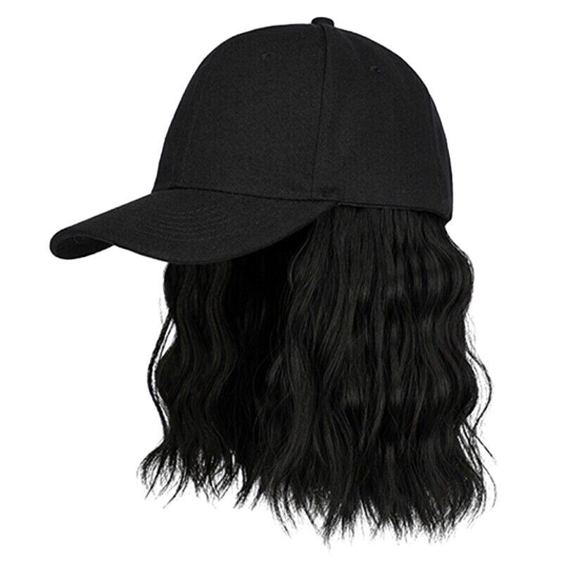 Women Baseball Cap Wig Hairpiece with Short Curly Hair Adjustable Casual Hat