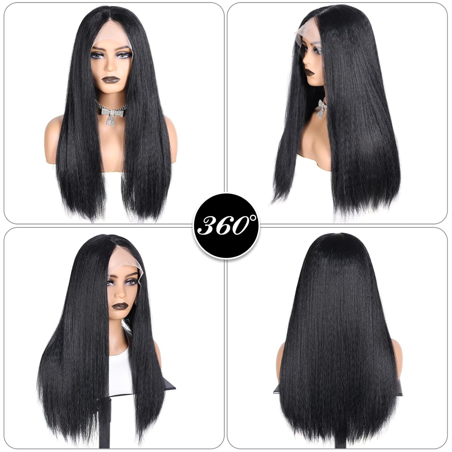 13×4 Kinky Straigh Transparent Lace Natural Color Lace Front Wigs Human Hair