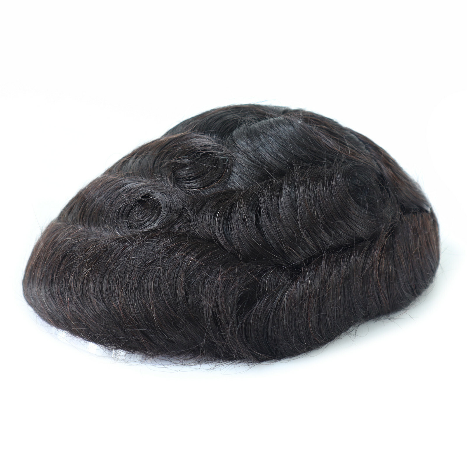 Mens Human Hair Replacement System Hairpiece Fine Mono Poly Skin Toupee