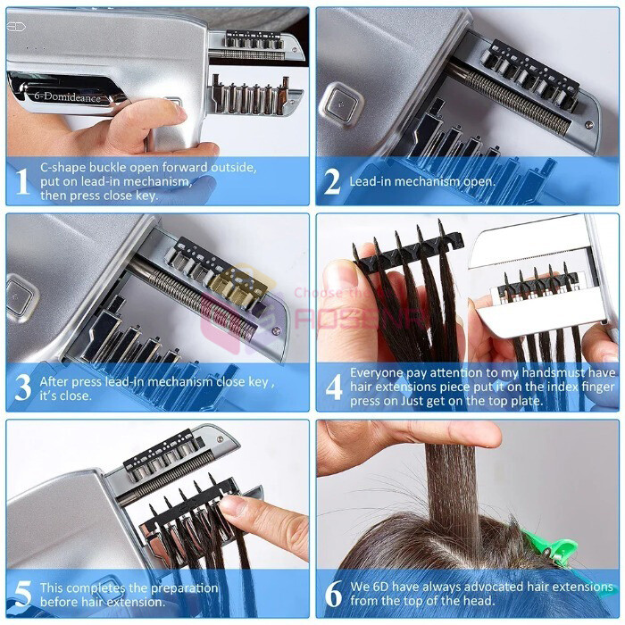 6D Third Generation Smart Feather Traceless Hair Extension Machine Kit