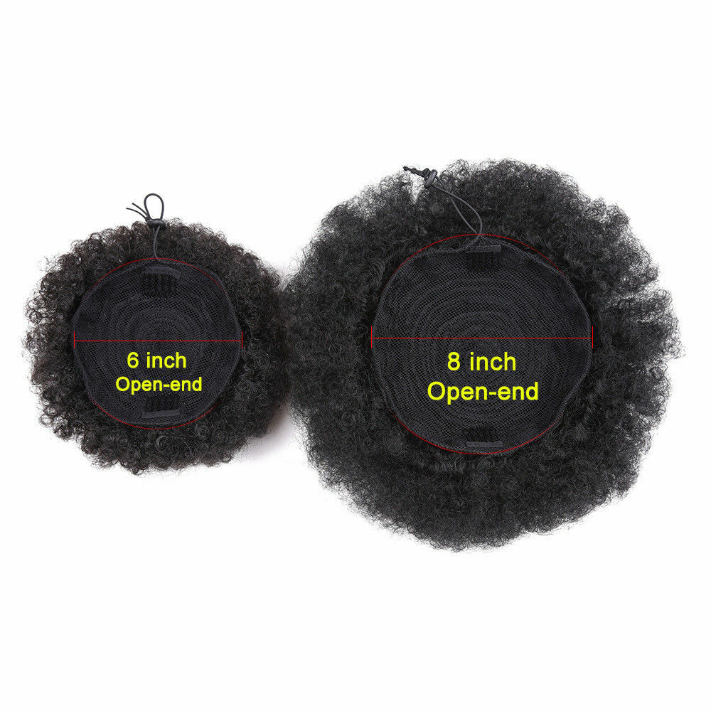 Afro Kinky Curly Ponytail Drawstring Puff Bun Clip on Chignon Bun Hair Extension