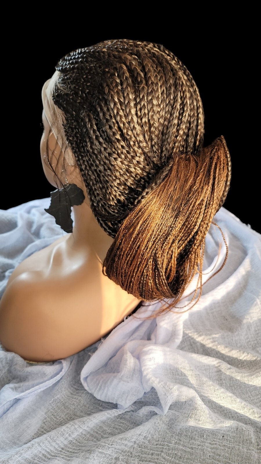 Braided Wig Full Lace Glueless Box Braids Cornrows 22″ 2/30 Ombre Handmade NWT