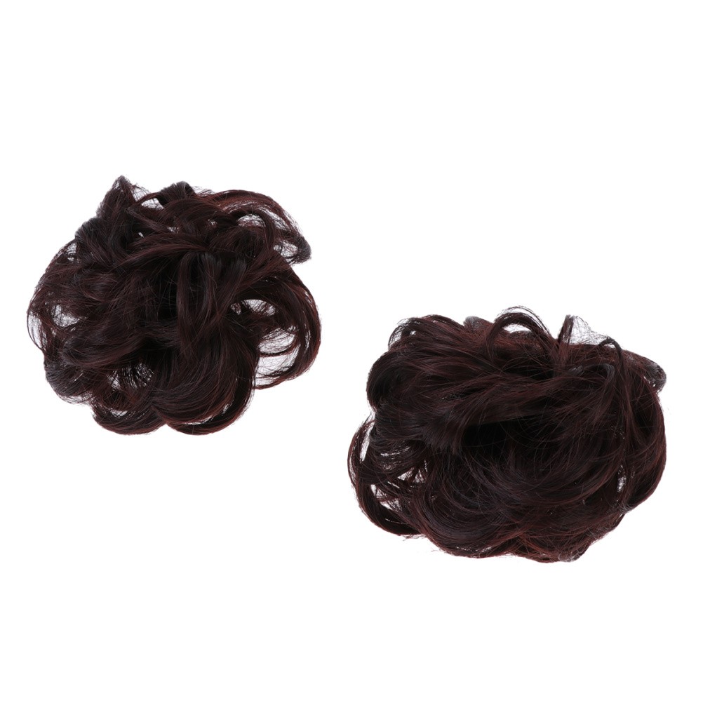 2Pcs Hair Chignon Wig Dark Brown Synthetic Hair Bun for Easy Elegant Hairstyling