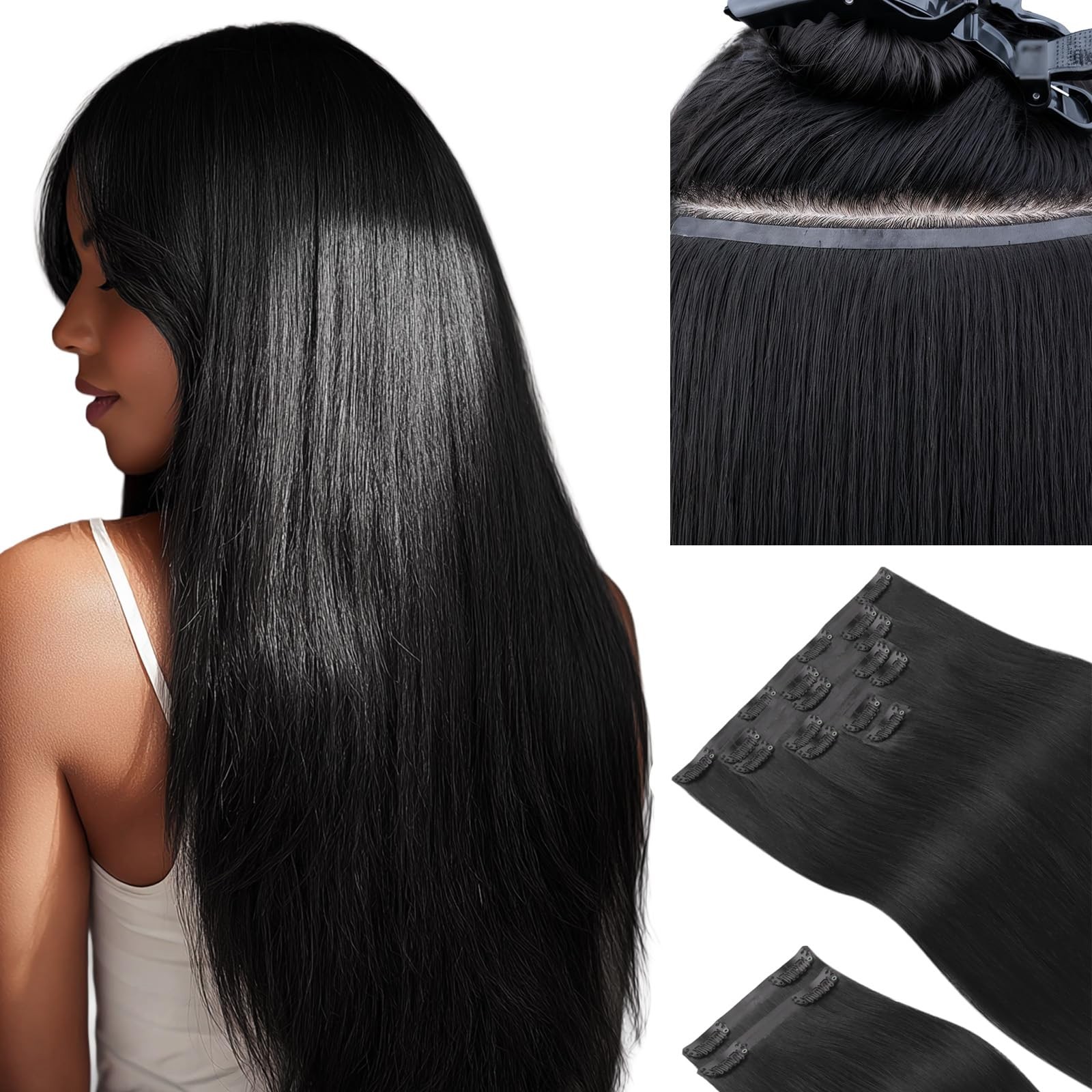 Idn Beauty Seamless Clip In Hair Extensions Human Hair Straight 14 Inch 130G