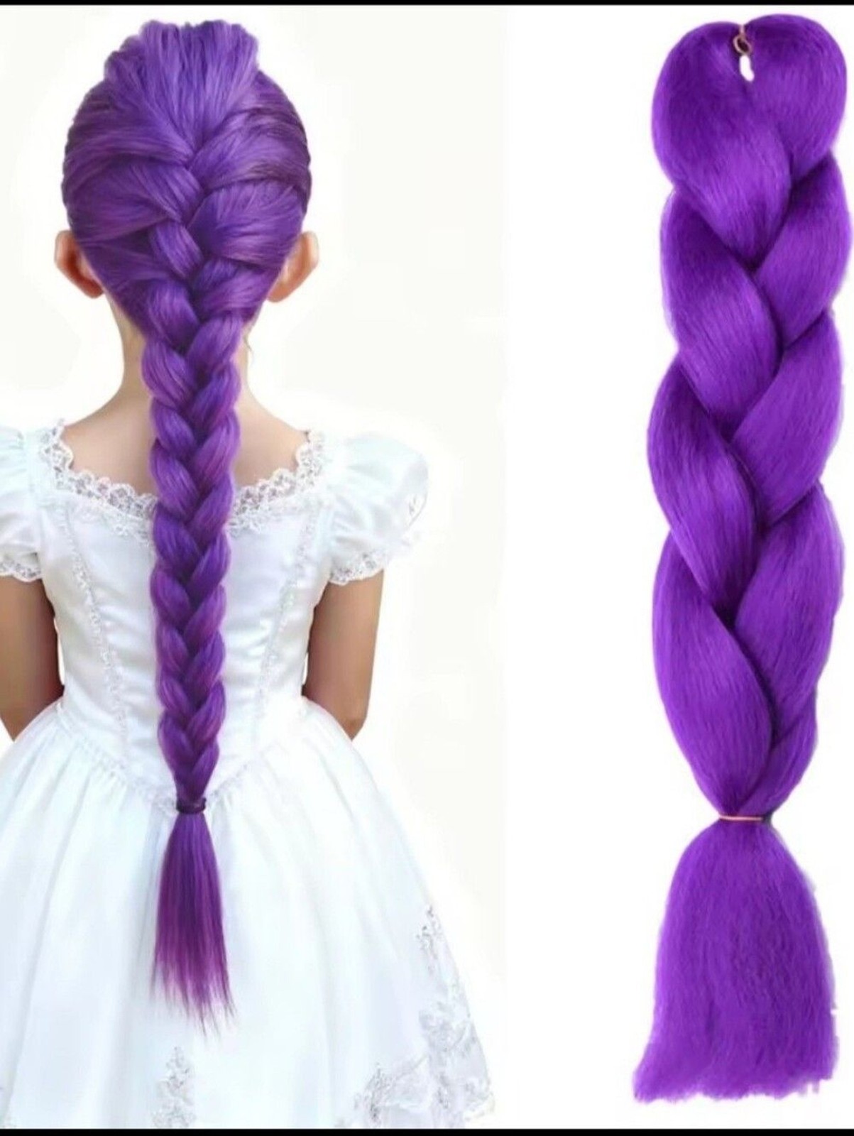 Vibrant Purple Synthetic Braiding K-Pop Rumi Hair Extention – Women,Teens,Girls