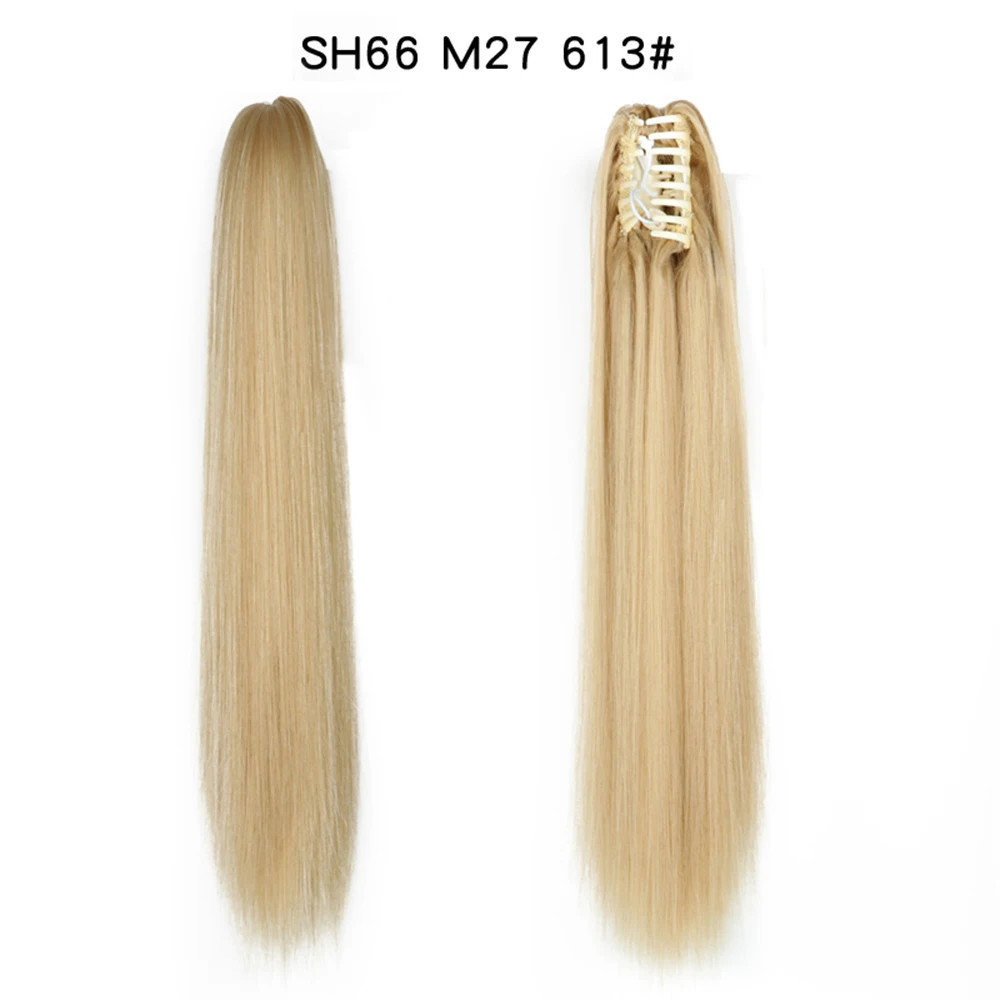 Women 24Inch Long Straight Synthetic Claw On Ponytail Hair Extensions Hairpiece