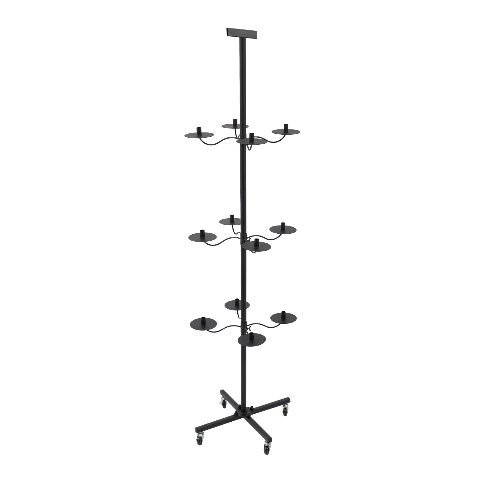 Wig Display&Storage Rack For 12-head Wig Stand W/wheel Styling Wig Storage Black