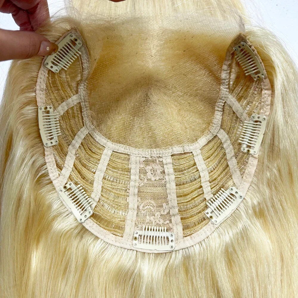 8″x8″ Light Blonde Swiss Lace Closure Topper Remy Human Hair Women Toupee #613