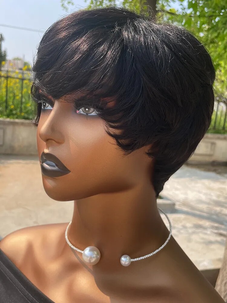 Human Hair Wigs Short Pixie Cut Wig For Black Women Machine Made Wigs