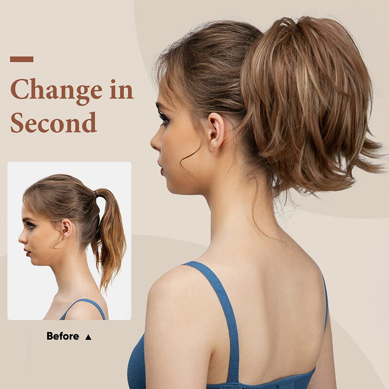 Thick 6″ Short Ponytail Hair Clip In As Human Claw On Pony Tail Hair Extension