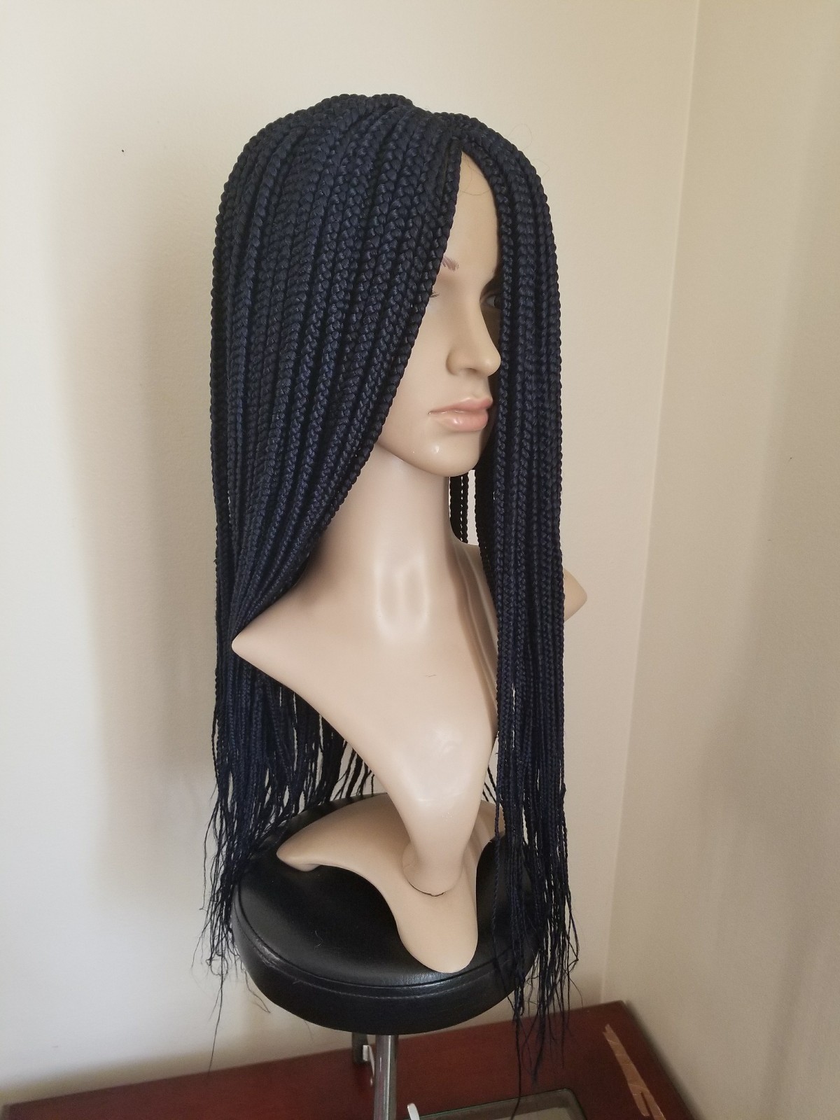 Fully Handmade 26” to 28” Micro Box Braid Wig Navy Blue