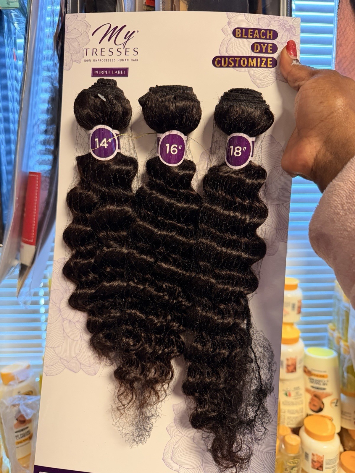 My Tresses 100% Human Hair Weft Extensions Black Curly 14″ 16″ 18″ Bleach Dye