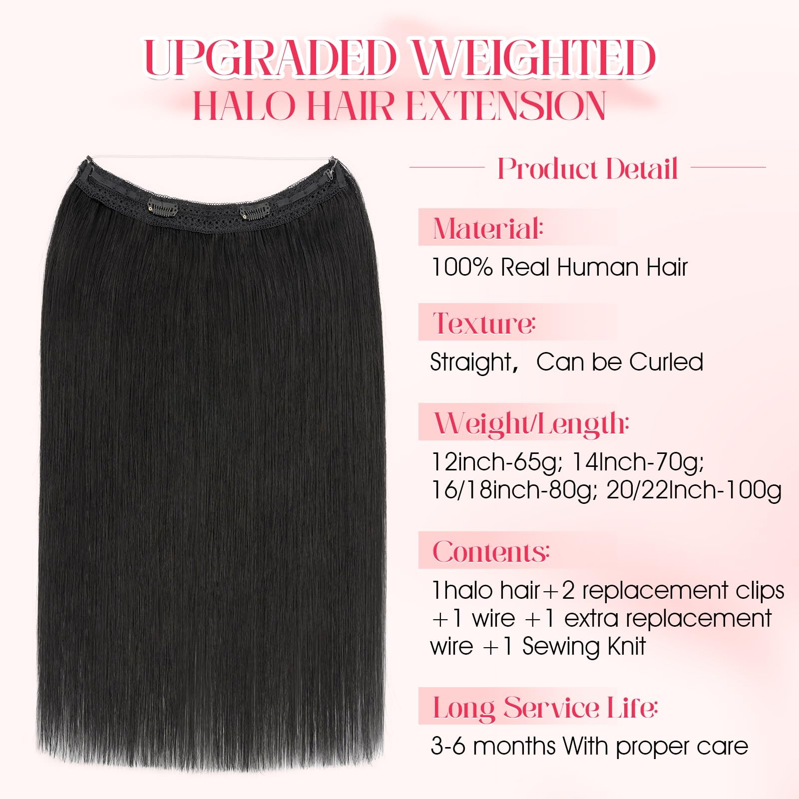 Rich Choices 100 Real Human Halo Hair Extensions For Women Remy Halo Extension