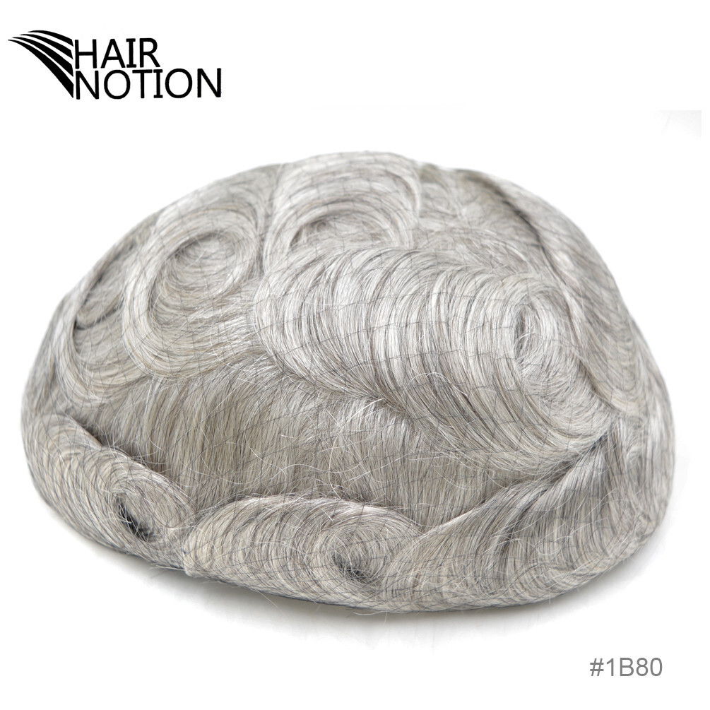Men’s Poly Skin Hairpiece All V-loop Super Thin Skin Toupee For Men #1B80