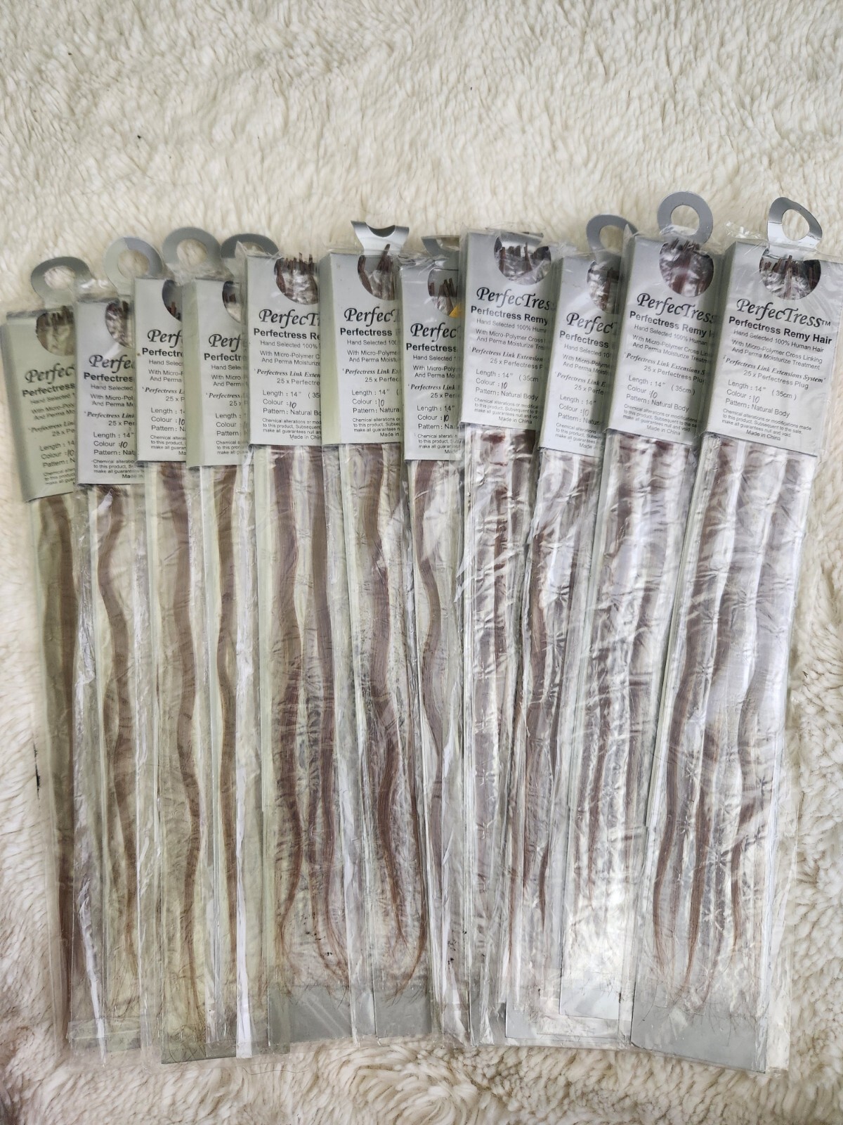 PerfecTress Remy Hair Plugs 14″ Light Brown (#10) 25x Lot Of 11pks Natural Body