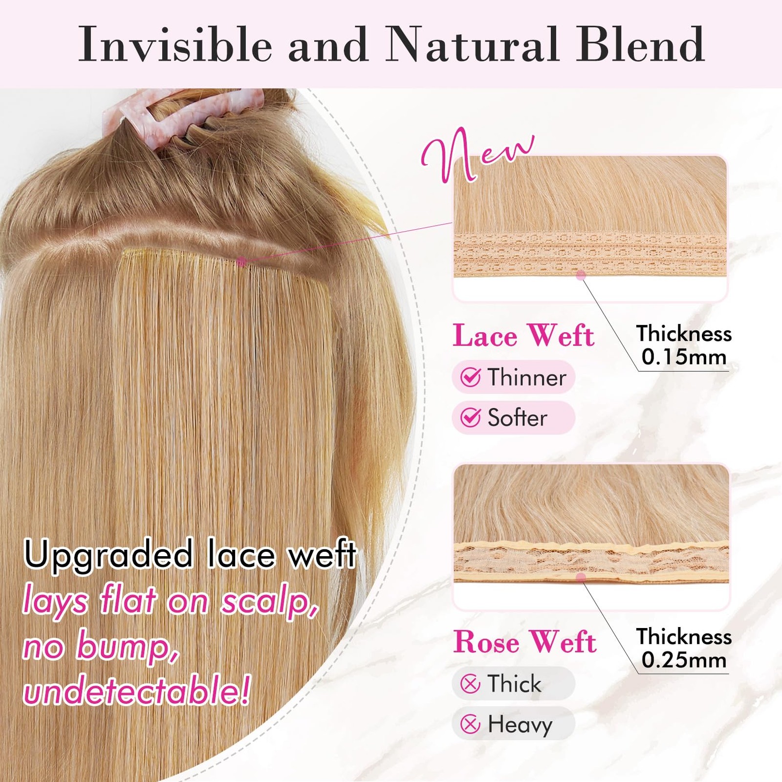 Clip in Hair Extensions, 4PCS Hair Extensions 24″ Thick Long Beach Waves hair…