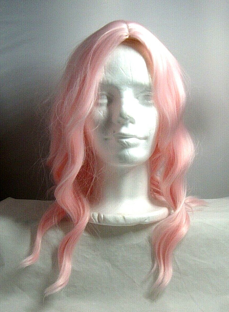 FAELBATY 14” Light Pink Wigs Curly Wavy Synthetic Wig