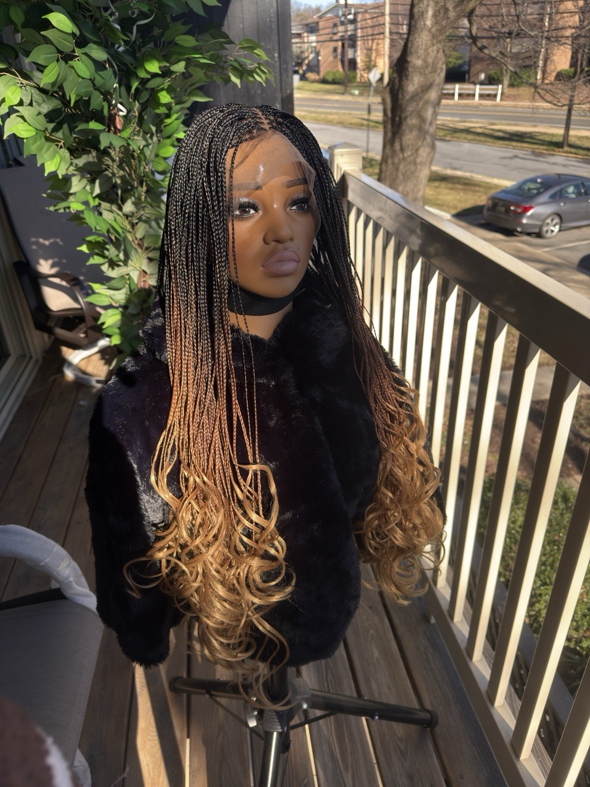Long Braided Curly Wig for Women | Black Brown Blonde Ombre | Fashion Hairpiece