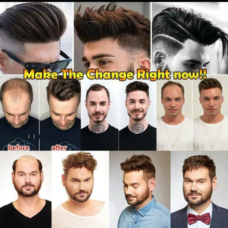 FULL PU Replacement System Mens Toupee Hairpieces Remy Human Hair Skin Poly Wigs