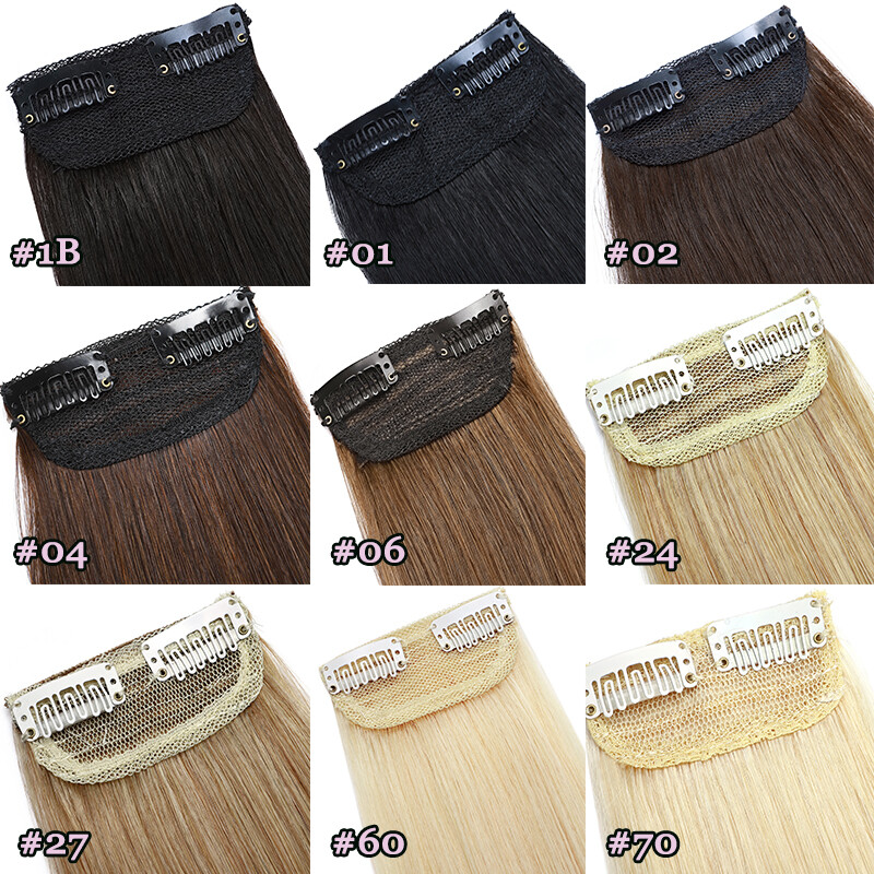 100% Human Hair Extensions Clip in Small Real Hairpiece for Adding Hair Volume