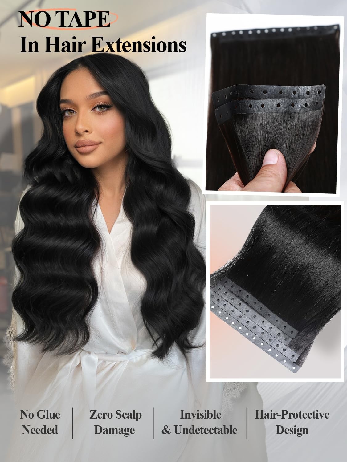 Hanne Fashion Invisible Beaded Weft Hair Extensions Human Hair Dual-Use Micro