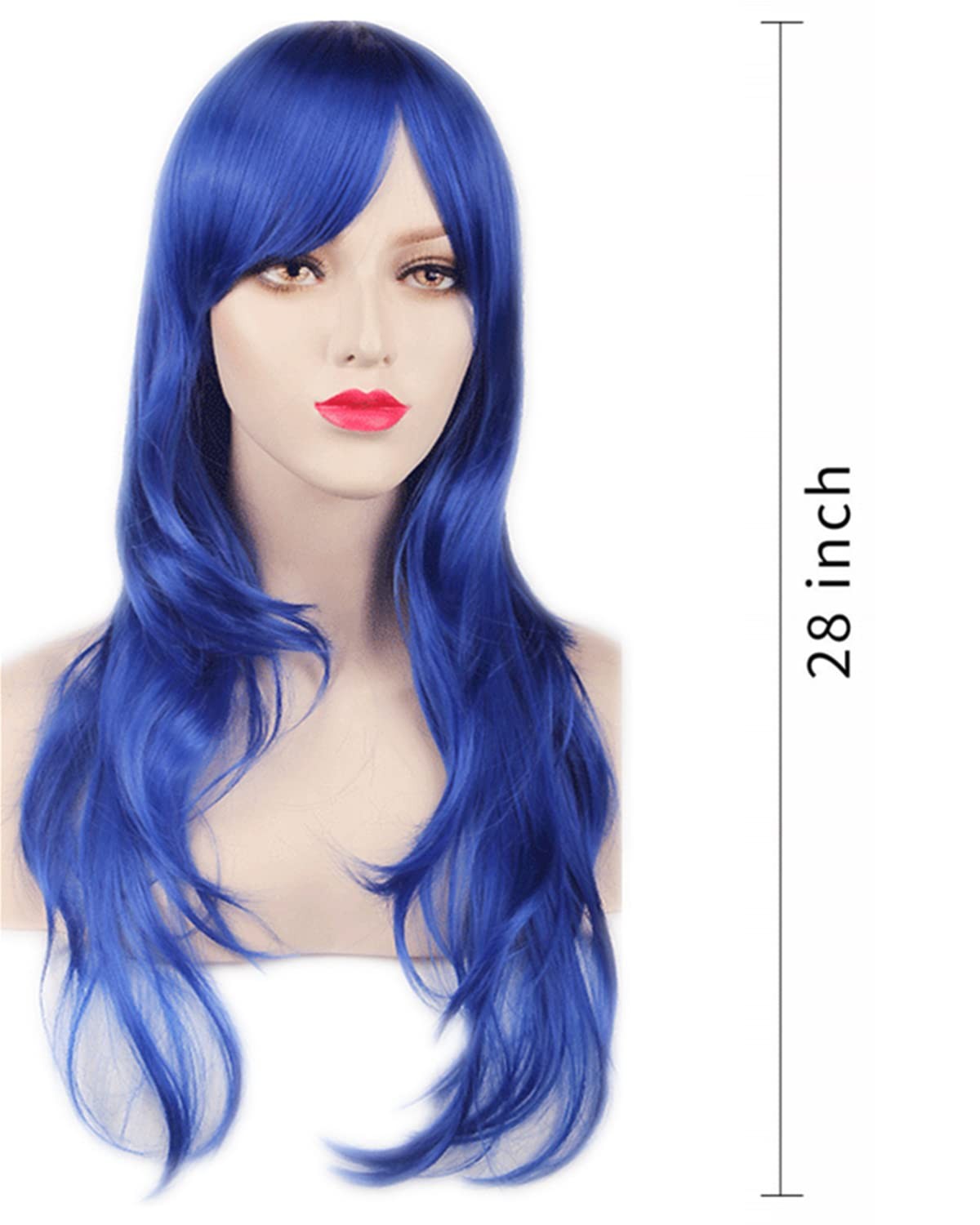Wigs 28″ Long Wavy Hair Heat Resistant Cosplay Wig for Women (Blue)