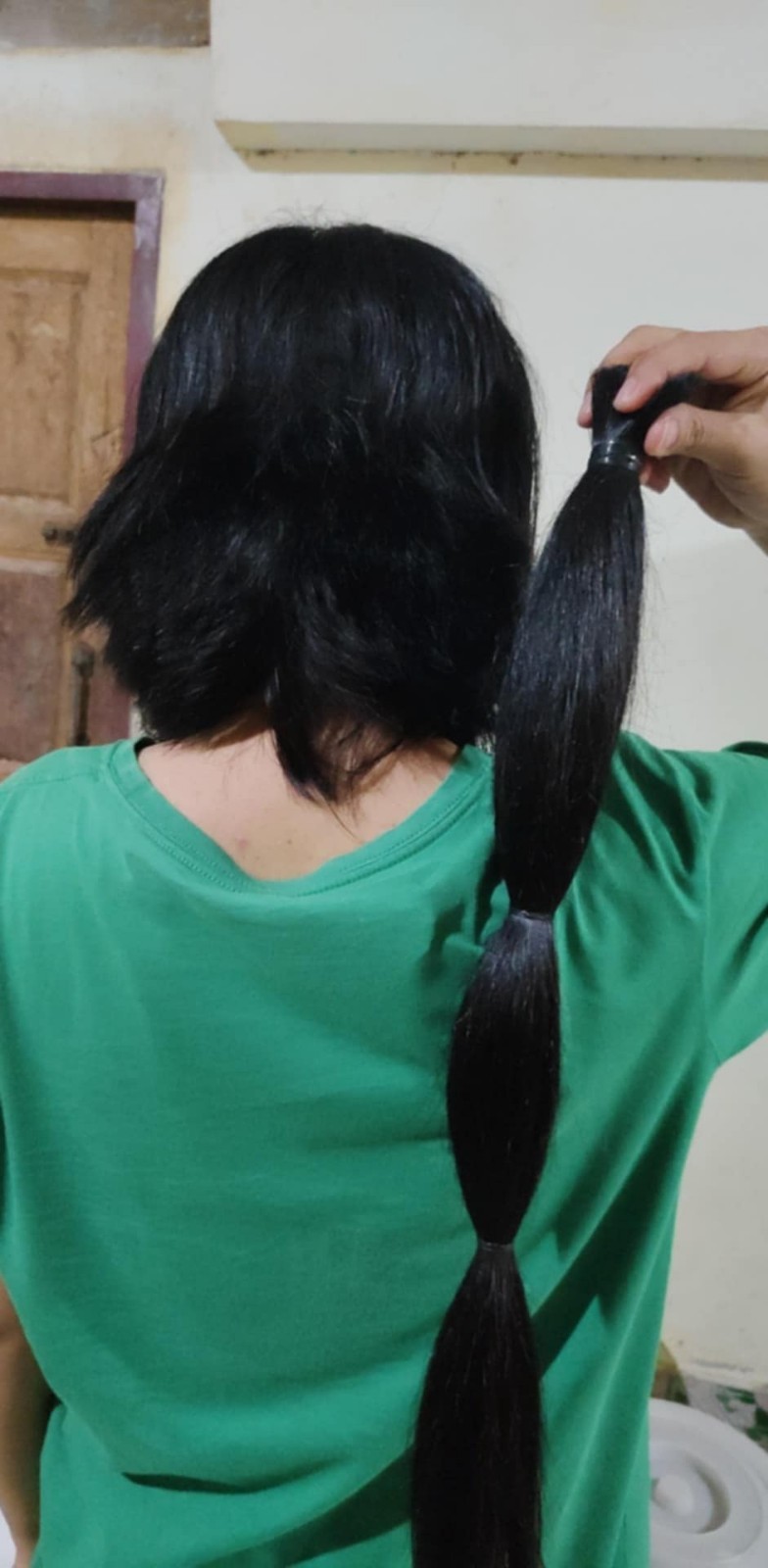 25″ Natural Human hair Ponytail fresh cut 130g A111
