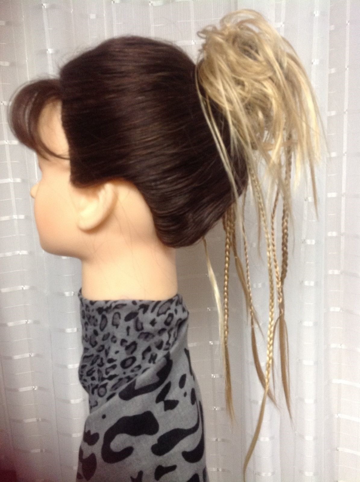 BRAIDED SCRUNCHIE MONA LISA Black Brown Red Blonde Frost PONY TAIL Bun wrap