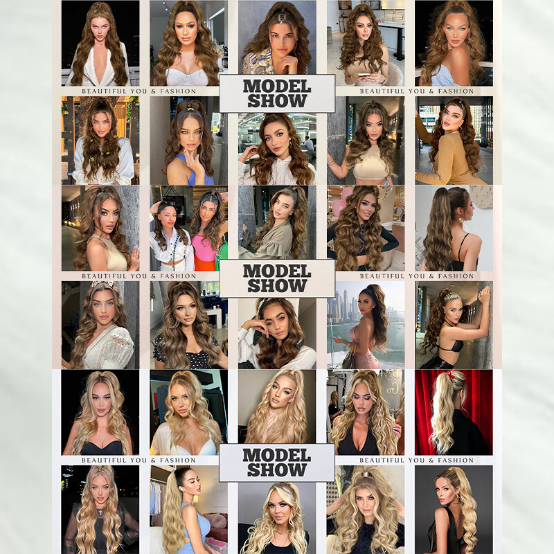 Long Braids Ponytail Drawstring Straight Body Wave Hair Extension Real As Human