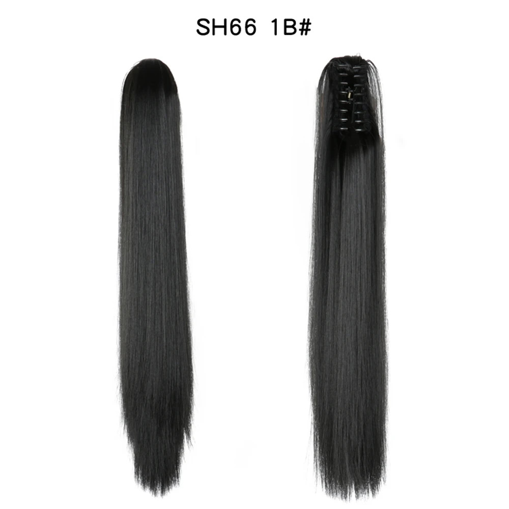 Women 24Inch Long Straight Synthetic Claw On Ponytail Hair Extensions Hairpiece