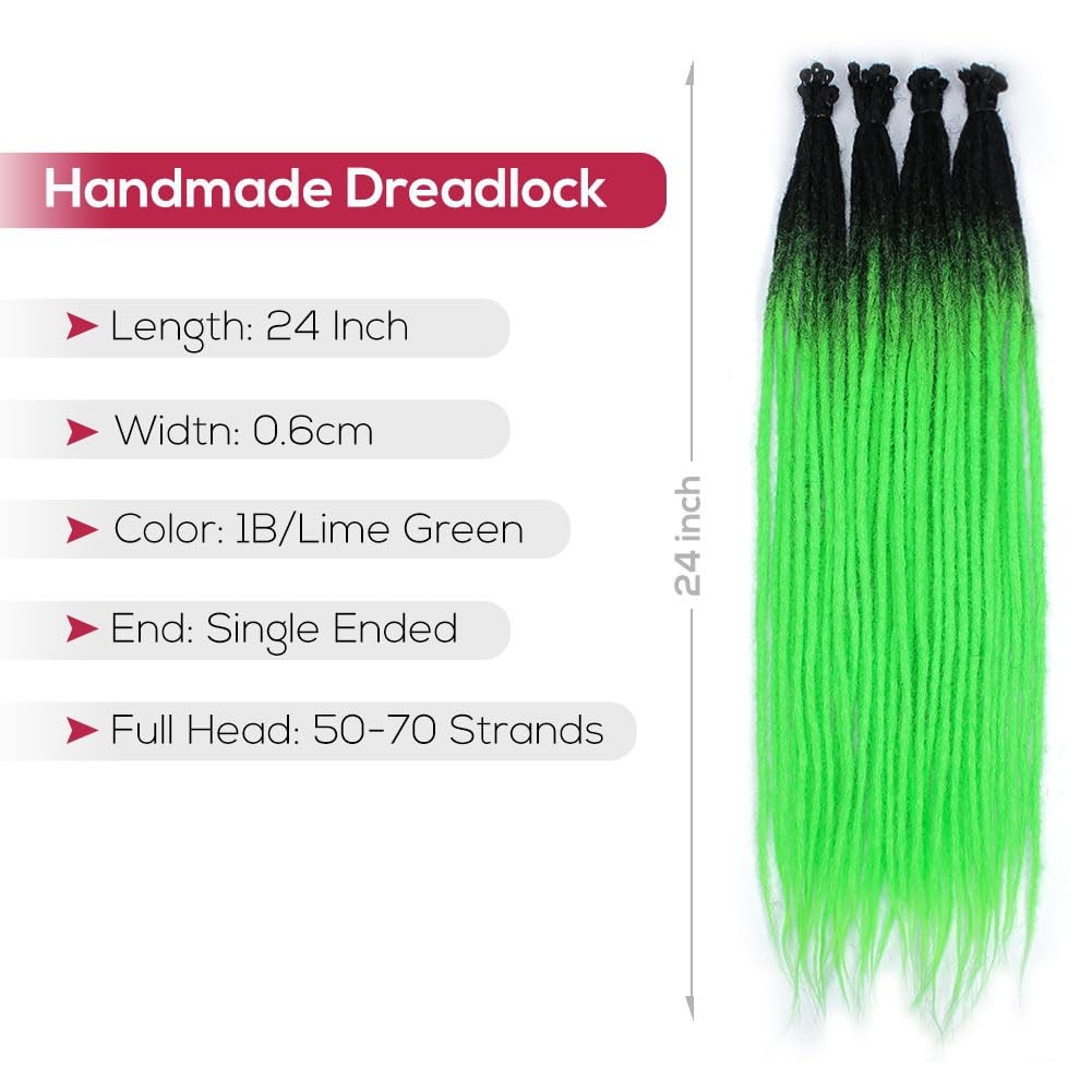 Kraler 22″ 40 Strands Green Dreadlock Extensions 0.6cm Synthetic SE