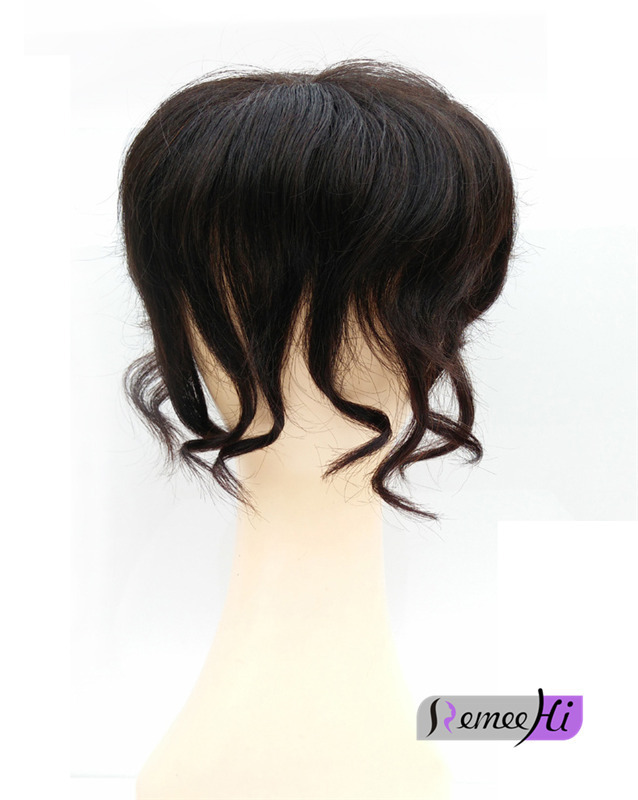 Soft 100% human hair bang air bangs topper hairpiece curly hair clip in topper