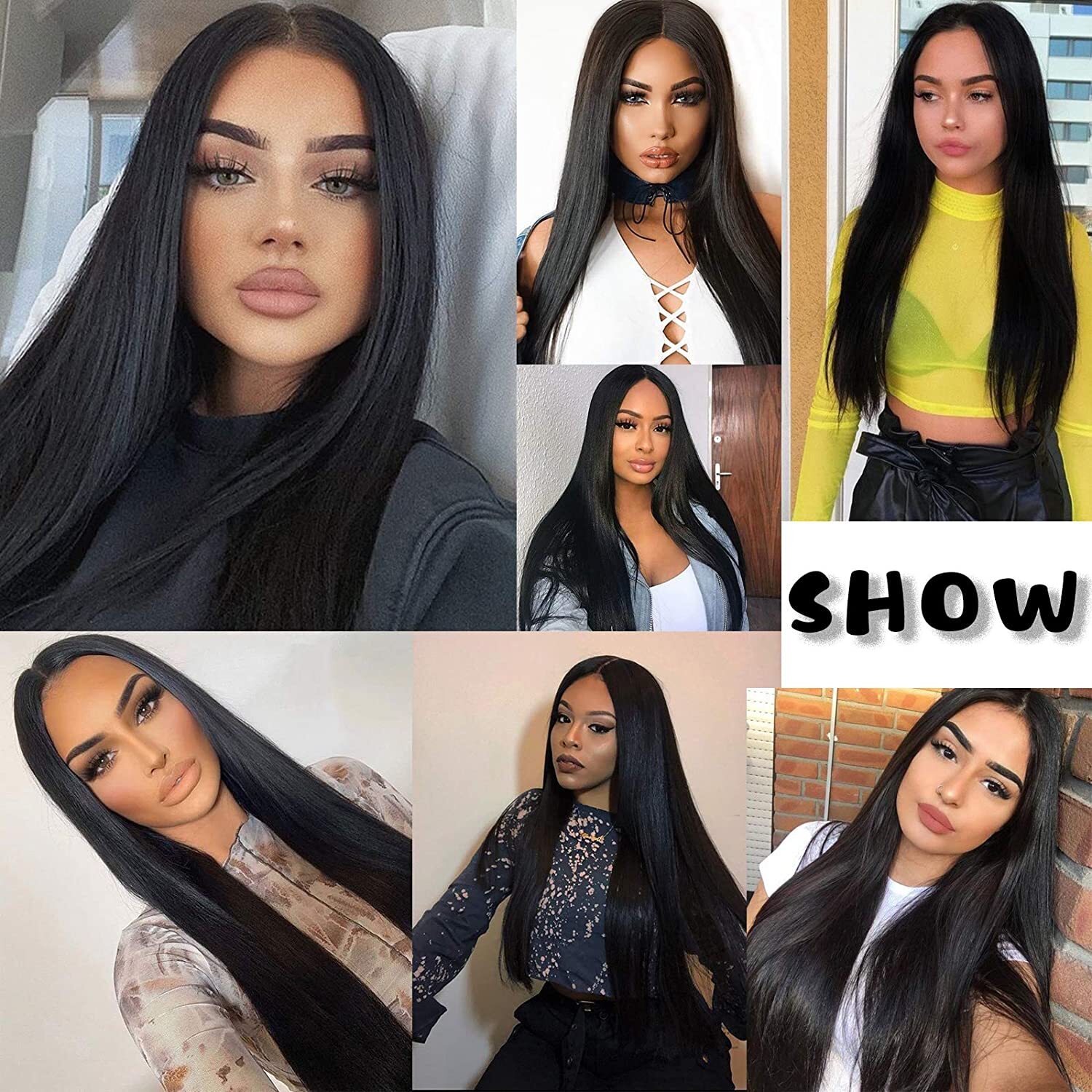 27″ Long Black Straight Wigs Women Hair Wigs Natural for Halloween Cosply Wig US