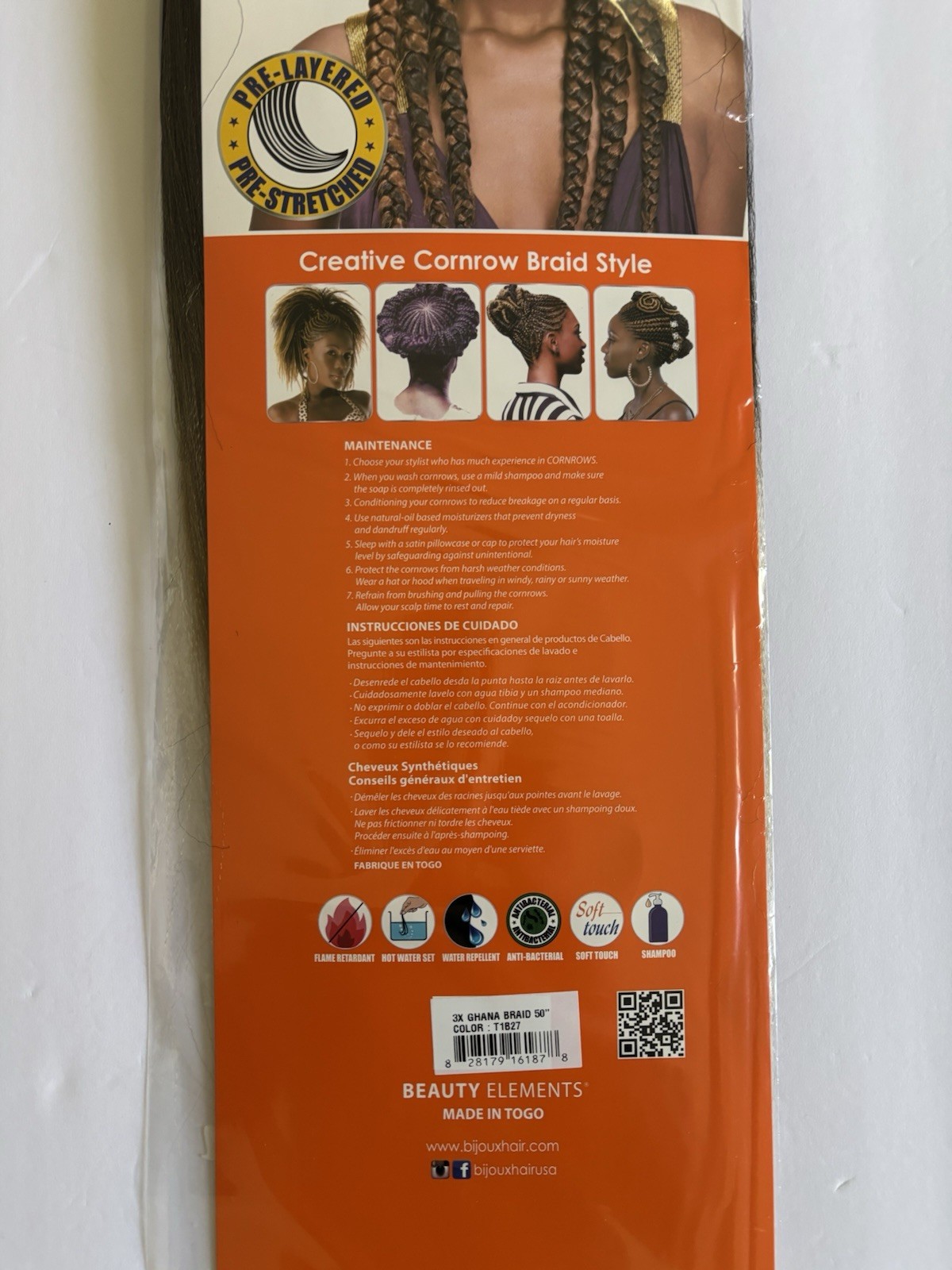 Realistic 50” 3X GHANA PRE STRETCHED 100% Kanekalon – Color T1B27 Brand New