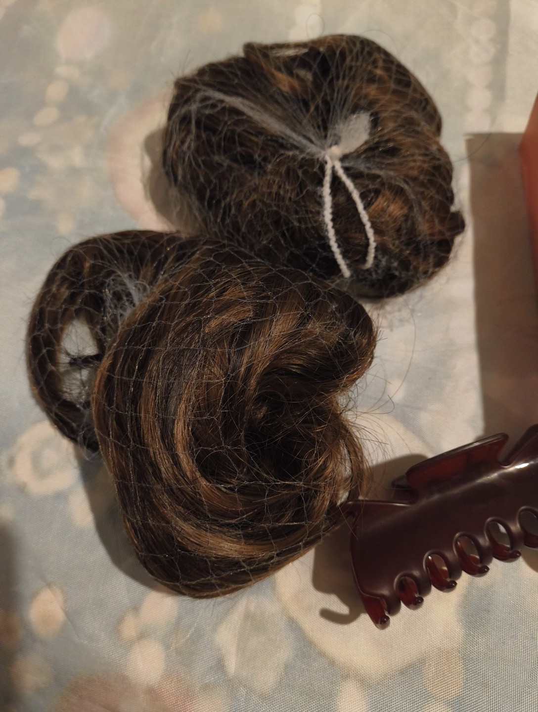 Two Piece Set Space Buns Scrunchie Messy Bun Hair Extension Synthetic Brown