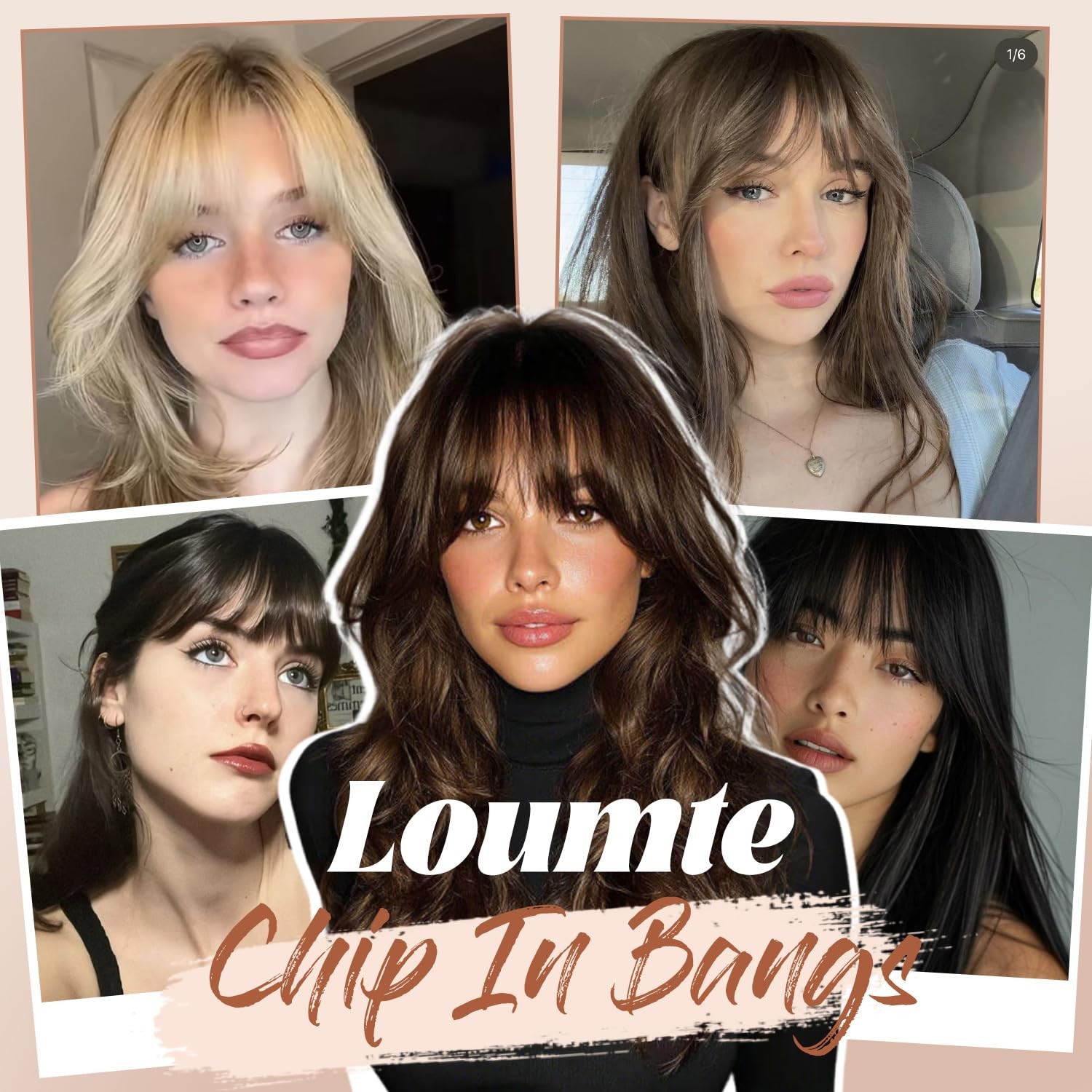 Clip in Bangs 100% Real Human Hair Extensions Wispy Brown Black Thin Bangs