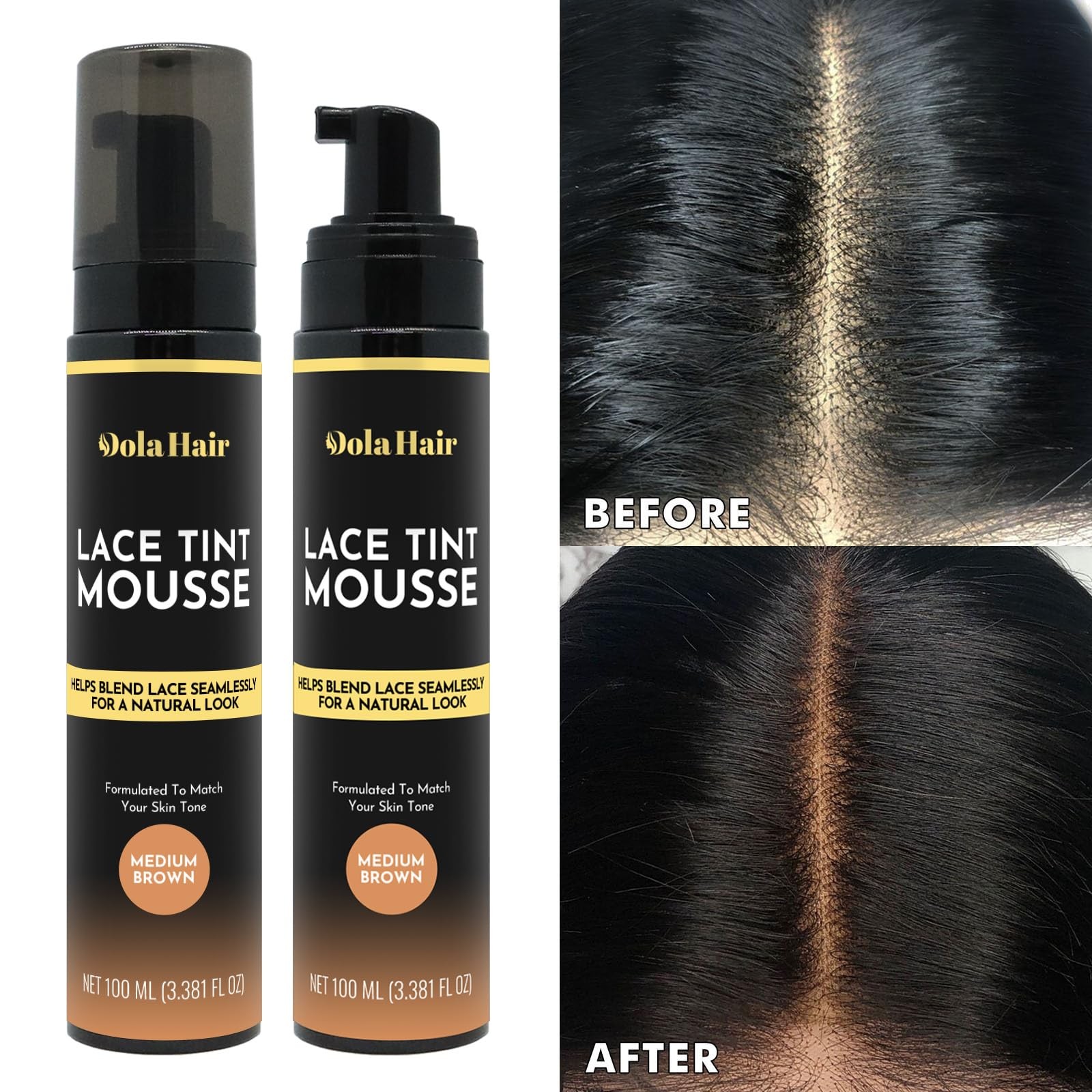 Dolahair Lace Glue Kit – Complete Set with Tint Mousse, Wig Medium Brown