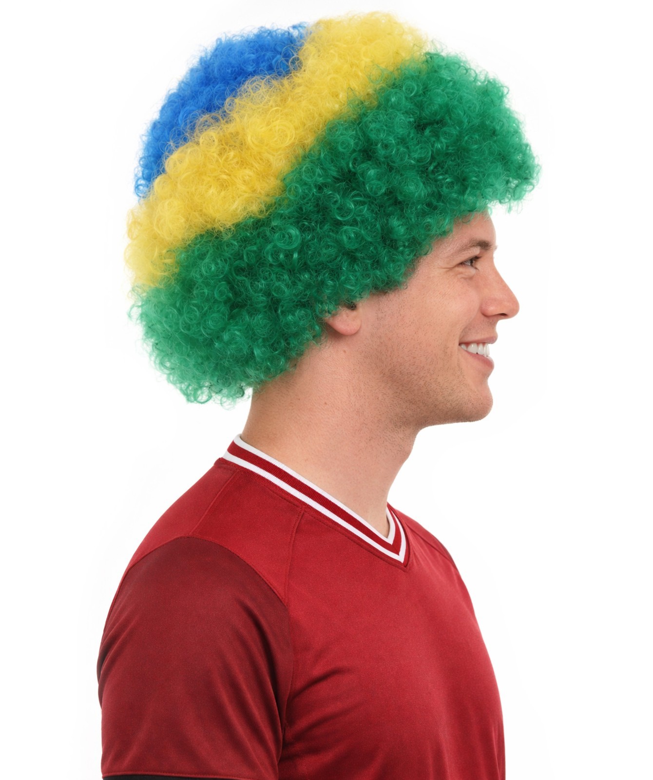 Brazil Flag Sport Afro Fun Wig, Jumbo Super Size Green Yellow Blue Wigs, HM-711A