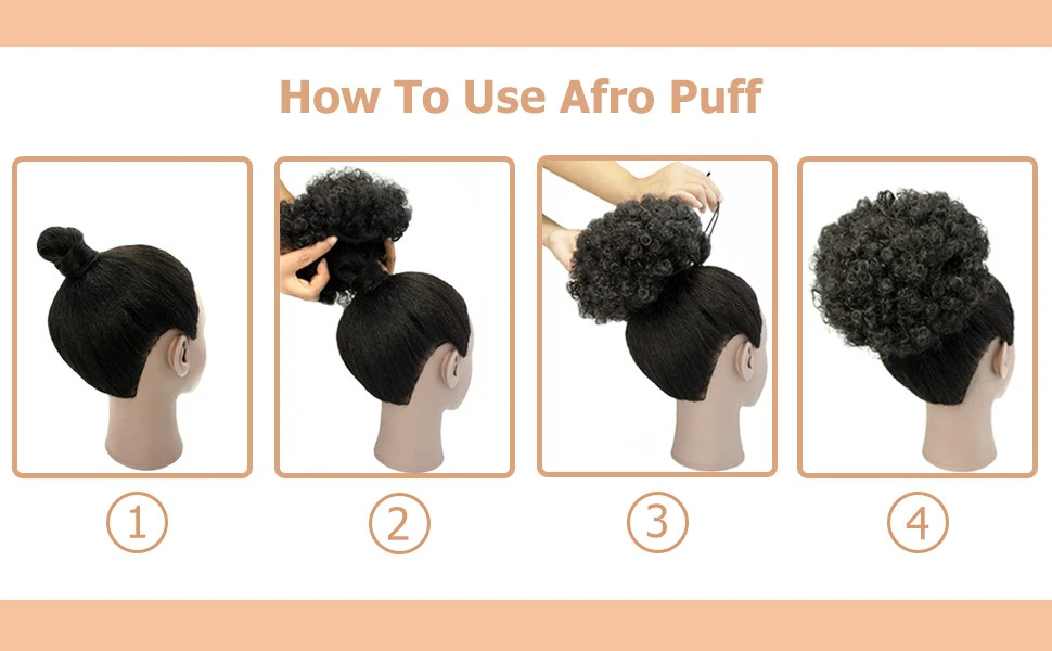 Black Women Synthetic Large Puff Kinky Curly Drawstring Ponytail Hair Extensions