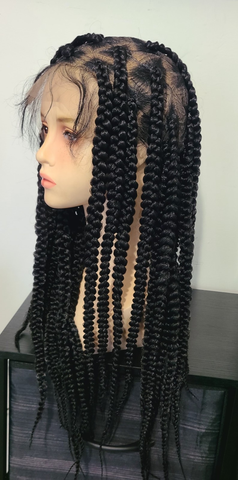 Braided Wig Glueless,Double Full Lace Hd ,22 inch Black,natural Look.