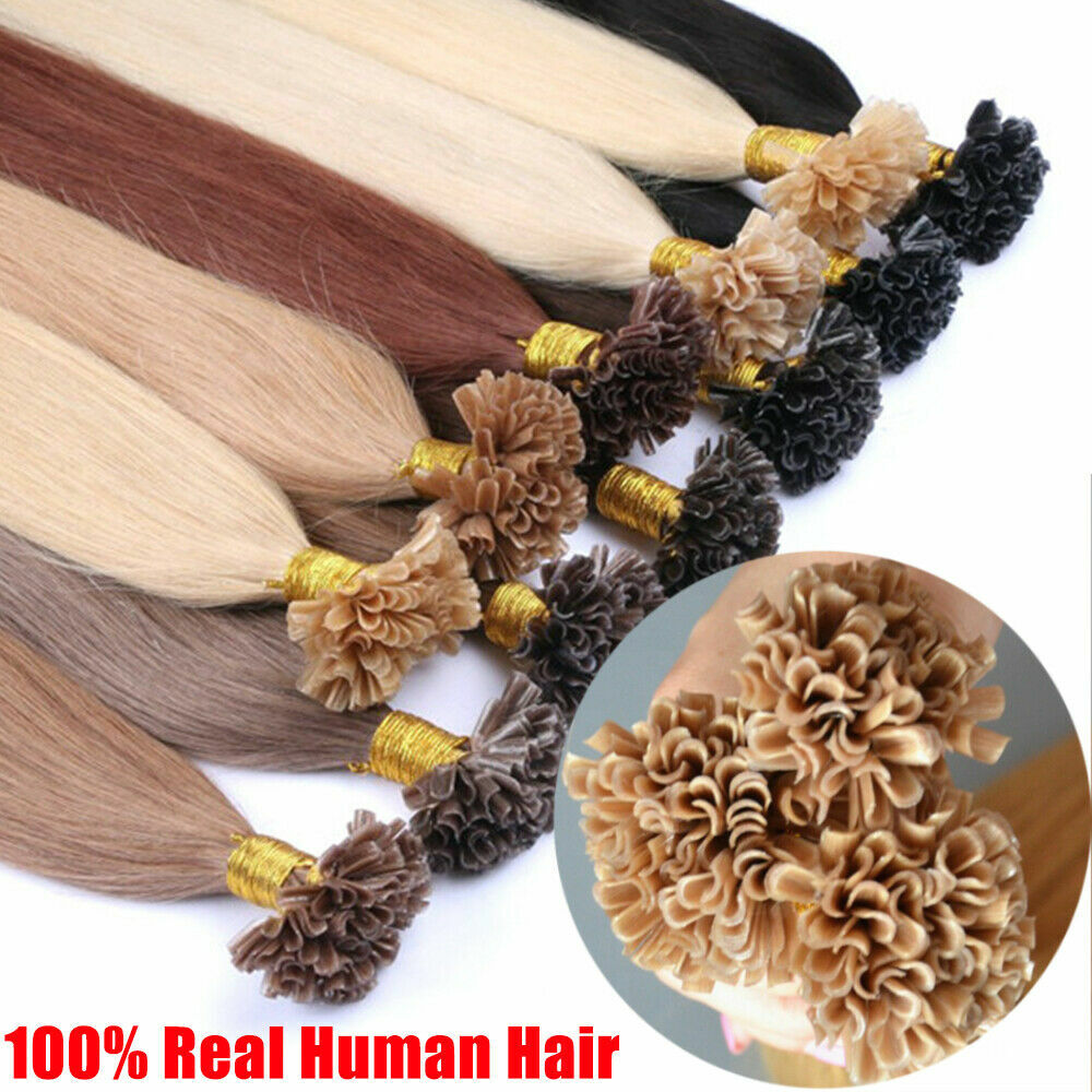 Keratin U Tip Hair Extensions Human Hair Pre Bonded Fusion Remy Hair 16-26inch