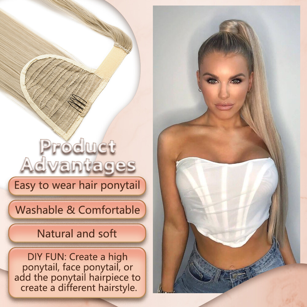 Long Thick Real Wrap Ponytail Clip In Hair Extensions Pony Tail Natural as Human
