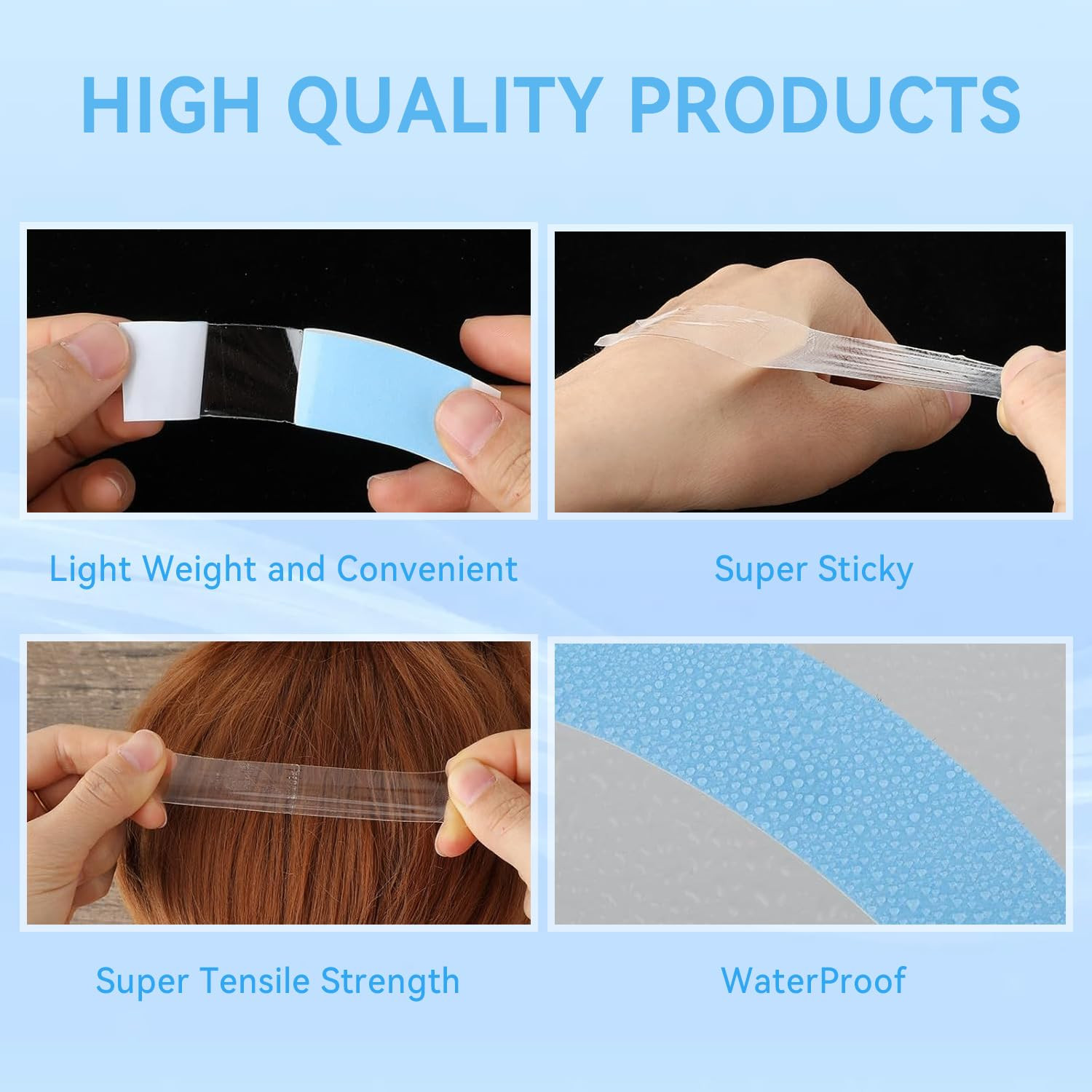 60Pcs Wig Tape Double Sided Ultra Hold Waterproof Lace Tape for Wigs-Strong Hold
