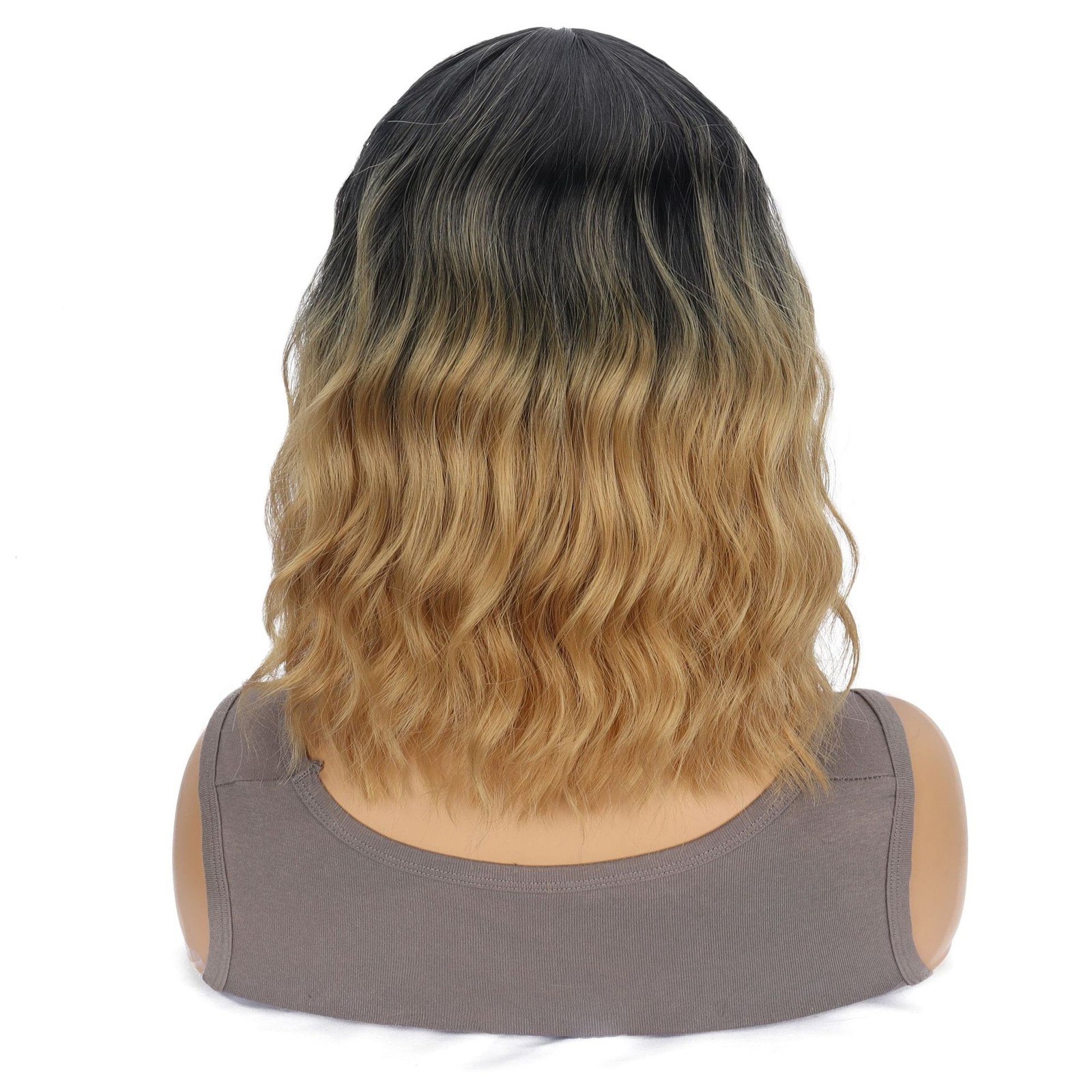 Brown Colored Short Curly Wig Rose Net Heat Resistant Synthetic Wig for Women